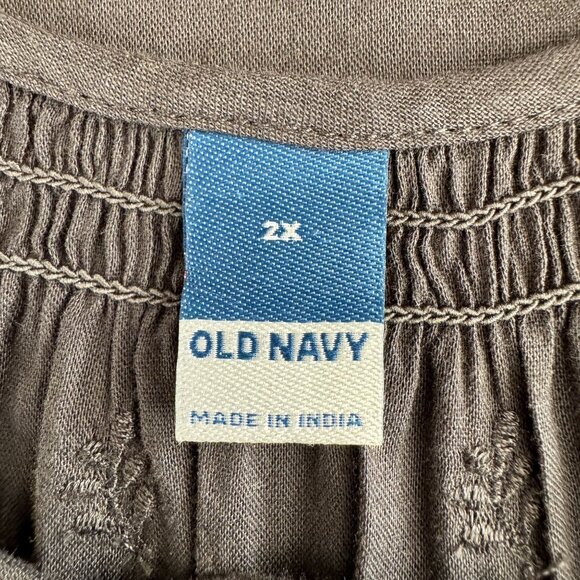 Old Navy Gray Embroidered Long Raglan Ballon Sleeve Boho Midi Dress Plus Size 2X - Picture 5 of 13